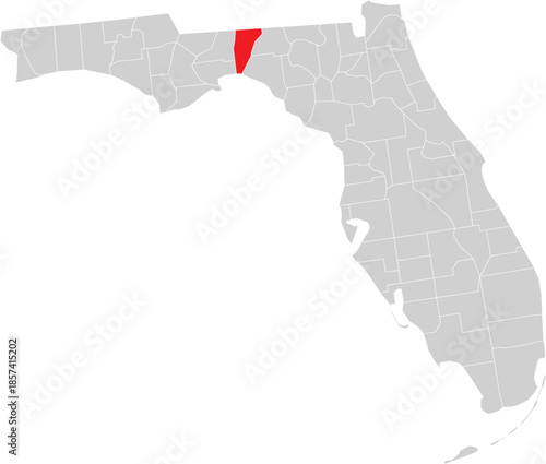 Tableau sur toile Jefferson County on the Map of Florida State Editable Vector