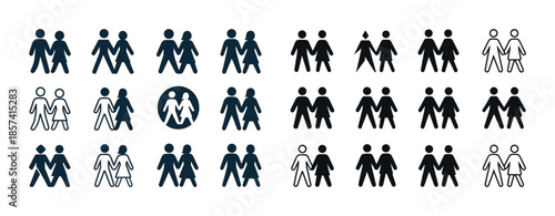 Diverse human figures icon set with varied styles