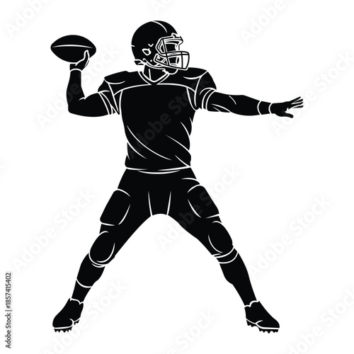 American football player throwing precise pass silhouette graphic Dynamic athlete sports game icon competitive play