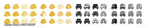 Warehouse icon set: logistics, storage, delivery, transportation