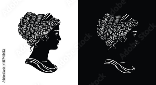 Silhouette of a woman with braided hair against contrasting backgrounds