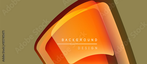 Abstract orange layers create dynamic background. Text reads background design. Warm tones dominate composition, offering modern aesthetic.