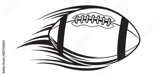 Dynamic American football soaring through air fast action graphic speed blur effect Sport game symbol powerful energy