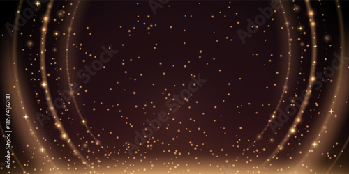 Abstract elegant gold glowing curved line with lighting effect sparkle on black background. Template premium award design. Vector illustration