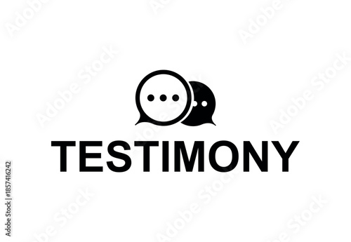 TESTIMONY text on white background