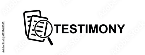 TESTIMONY text on white background