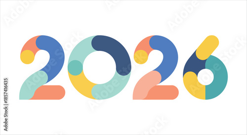 Colorful numbers representing the year 2026 in a modern graphic illustration style