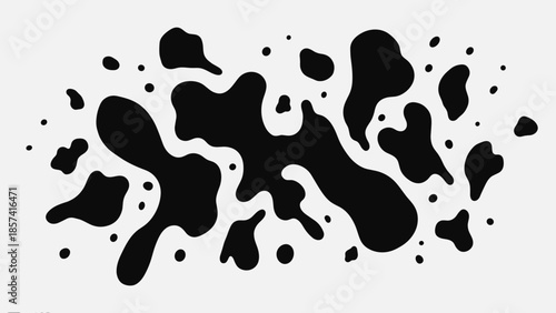 Black Ink Splatter on White Background.