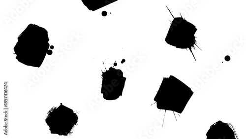 Black Ink Stains on White Background.