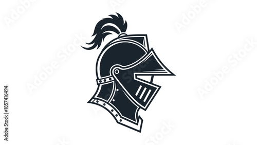 Black Medieval Knight Helmet Profile View.