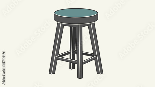 Black Metal Stool with Green Seat.