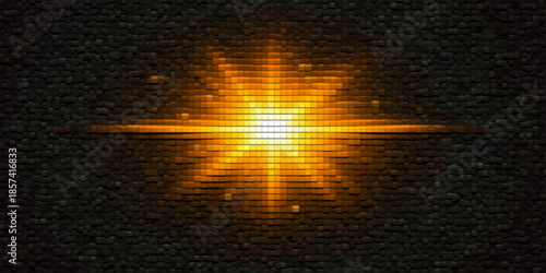 An abstract vector background features a glowing sun explosion with bright orange flames and red star energy shining across a hot space design texture