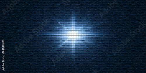 Abstract blue background with rays of light and dark grunge texture creates a digital metallic pattern for a night space wallpaper design