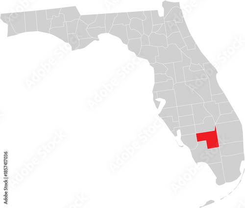 Hendry County on Map of Florida State Editable Vector