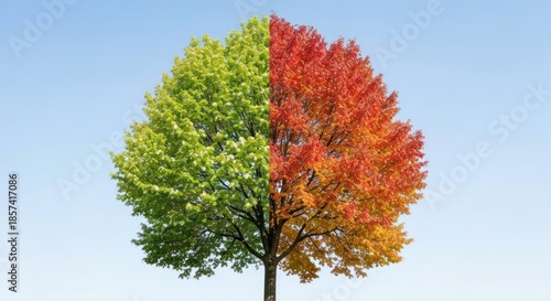 Half-tree, vibrant colors, split summer