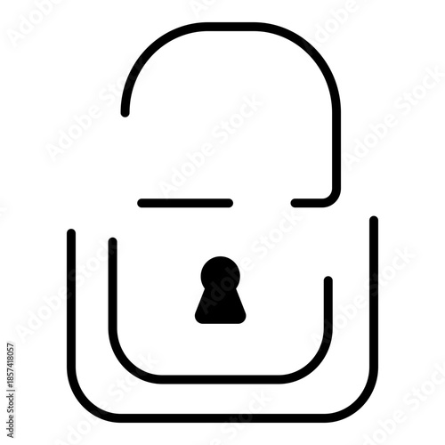 Bold silhouette of an open padlock representing a successful security breach, granted access, or system vulnerability.