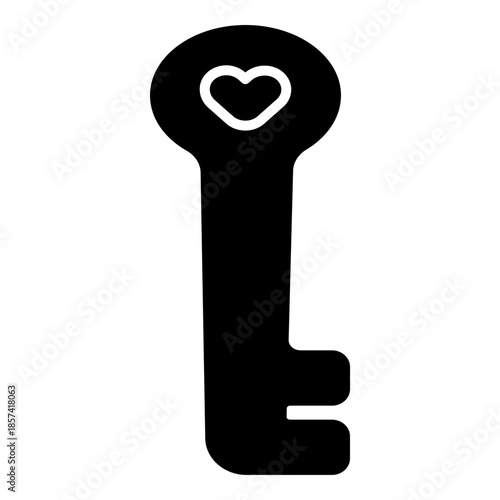 Elegant heart-headed key silhouette symbolizing romantic security, love lock concepts, and emotional guardianship.