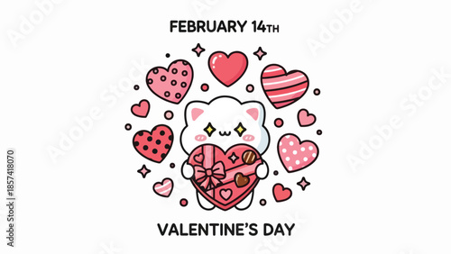 Sweet Kitty Delivering a Heartwarming Valentine's Gift Surrounded by Love