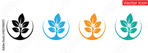 Modern leaf logos in vibrant colors for eco friendly branding and design