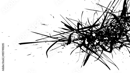 Black Scribbles and Lines on White Background.