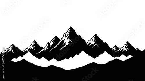 Black Silhouette of Mountain Range Illustration 2.