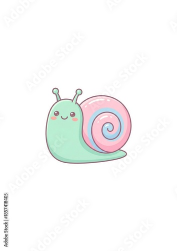 Cute Pastel Snail Cartoon Illustration