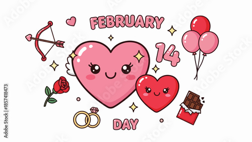 Sweet Valentine's Day illustration with adorable hearts and loving elements