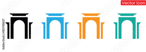 Set of colorful archway icons in modern design styles for various uses