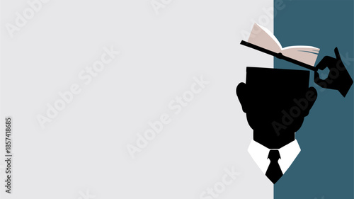 Self Reflection Concept with Silhouette Head and Hand Writing Inside Mind