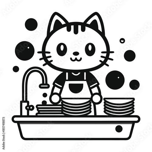 Cat Washing Plates –