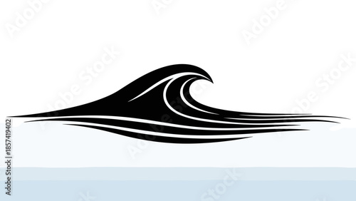 Black Wave Illustration on White Background.