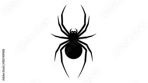 Black Widow Spider Silhouette Isolated on White.