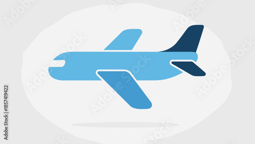 Blue Airplane Icon Simple Design Element.
