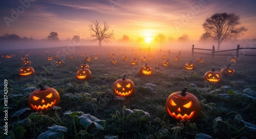 halloween pumpkin in the grass