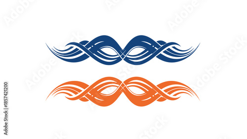 Blue and Orange Abstract Swirling Shapes.