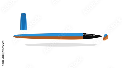 Blue and Orange Ballpoint Pen with Cap.
