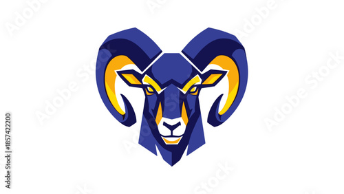 Blue and Yellow Ram Head Logo.