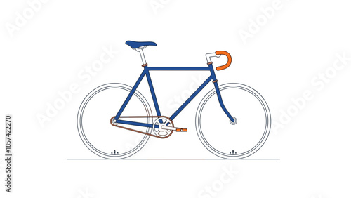 Blue Bicycle Illustration with Orange Handlebar.