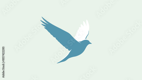 Blue Bird Flying with White Wings.