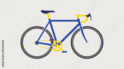Blue Bicycle Illustration with Yellow Accents.