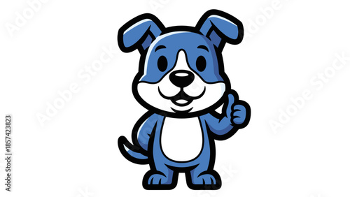Blue Cartoon Dog Character Standing Friendly.