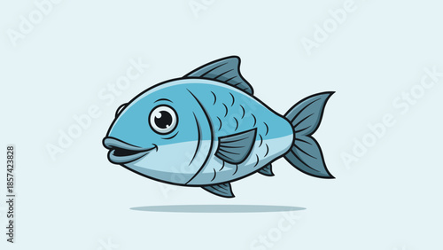 Blue Cartoon Fish Illustration.
