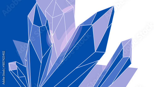 Blue Crystal Formation Geometric Shapes Structure.