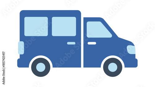 Blue Delivery Van Side View Illustration.