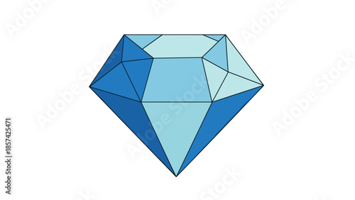 Blue Diamond Gemstone Illustration Isolated on White.