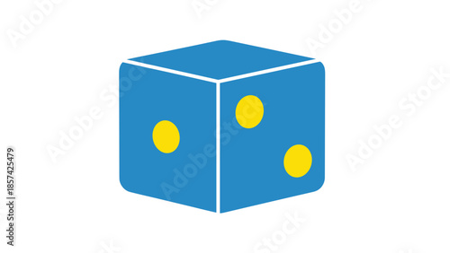 Blue Dice with Three Yellow Dots.