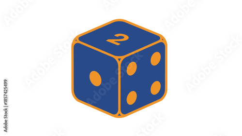 Blue Dice with Number Two Showing.