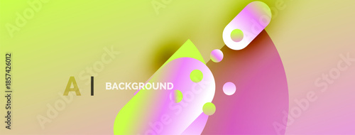 Abstract gradients blend, forming fluid shapes. Text reads AI BACKGROUND. Vibrant colors create modern visual impact.