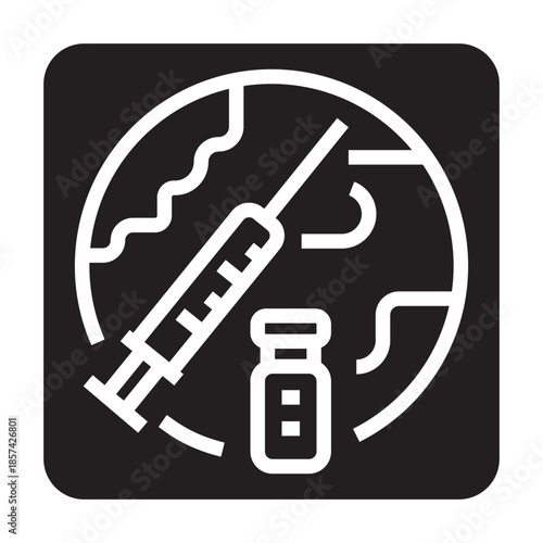 vaccination black line icon for digital and print projects.  Minimal clean icons for apps and websites.