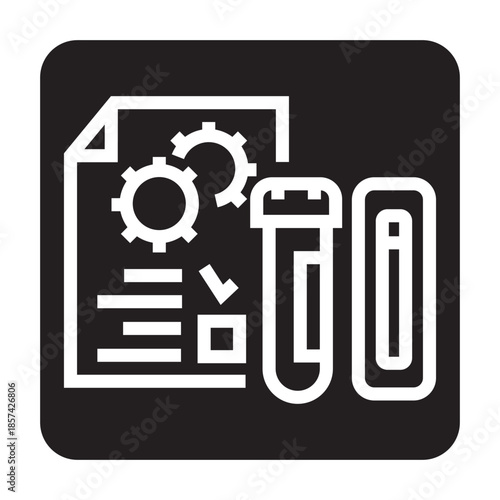 virus testing black line icon for digital and print projects.  Minimal clean icons for apps and websites.